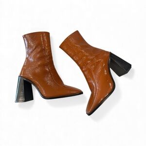 Top Shop Burnt Orange Block Heel Boots Size 5.5
